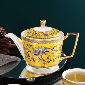 Juego de Té de Porcelana Fina Amarilla con Detalles en Oro - Taza y Platillo de Porcelana Resistentes al Calor de 250 ml, Caja de Regalo Premium, OEM/ODM - Product Image 2
