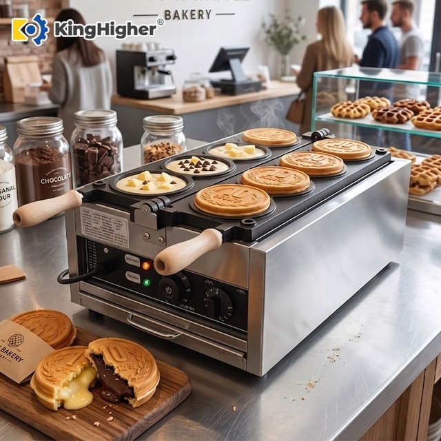 Commercial 10 Yen Coin Waffle Maker Cheese Pancake Machine Custom Logo Mold Plate 4 Grids Korean Gold Coin Waffle Machine