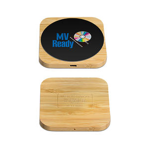 Chargeur sans fil en bambou écologique 15W avec logo LED couleur personnalisé, charge rapide - Product Image 4