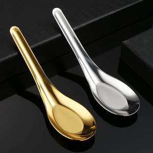 Cuillère en acier inoxydable 304 S003, tête ronde, fond plat, poli miroir, durable, pour la maison et la restauration - Product Image 3