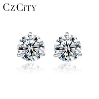 Pendientes CZCITY VVS de 5 mm y 6,5 mm con Diamantes de Imitación para Mujer, 1 Quilate, Moissanita, Chapados en Rodio, Plata 925