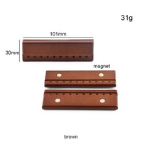 Accessoires pour sacs en toile faits à la main, prêts à être expédiés à l'international : Fermoir magnétique en bois marron avec trous, Clip en bois rectangulaire