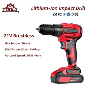 Perceuse sans fil portative, batterie lithium-ion, moteur sans balais, 21V, couple 80N, sans clé, OEM, multifonction, électrique, pour usage domestique - Product Image 1
