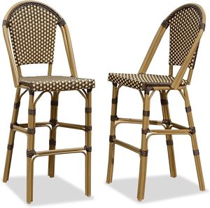 Sedie da Pranzo Stile Bistrot Francese, Design Tradizionale con Telaio <span class=keywords><strong>in</strong></span> Alluminio e Finitura <span class=keywords><strong>in</strong></span> Bambù, <span class=keywords><strong>Sedia</strong></span> Multicolore <span class=keywords><strong>in</strong></span> Rattan per Esterni, Ristoranti e Hotel - Product Image 3