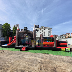 Circuito de obstáculos inflable de grado comercial, gran tamaño, con diseño de barco pirata y combo de castillo inflable. - Product Image 1