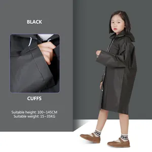 eco-friendly wholesale waterproof kids rain wear children cartoon black raincoat jacket lovely rain poncho for kids