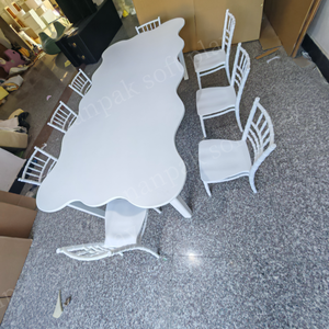 Table carrée vague blanche avec chaise blanche pour équipement de location de fête - Product Image 5