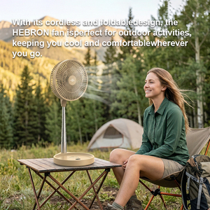 Ventilateur de <span class=keywords><strong>camping</strong></span> électrique rechargeable et pliable avec télécommande, lumières LED et moteur sans balais - Idéal pour une utilisation en extérieur et en hôtel - Product Image 3