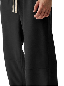 Pantalon de survêtement décontracté noir pour homme Rixo Enterprises, taille élastique, cordon de serrage, poches latérales, tissu en toile, séchage rapide, été, 100% - Product Image 1