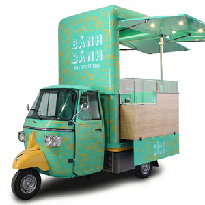 Vintage 3 Wheel Motorized Food Truck Steel Body 4.8m <b>Outdoor</b> Use Griddle Rust Resistant - Product Image 1