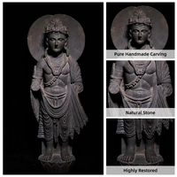 Statue de Bouddha en pierre antique sculptée à la main, style Gandhara, taille personnalisée, artisanat ancien, posture debout, pour clubs haut de gamme