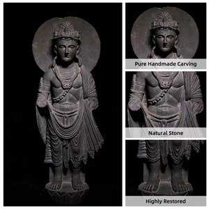 รูปปั้นพระพุทธรูปแบบตั้งสำหรับคลับชั้นสูงแกะสลักด้วยมือปรับขนาดได้งานหัตถกรรมโบราณหินโบราณรูปปั้นสำหรับวางบนโต๊ะ - Product Image 5
