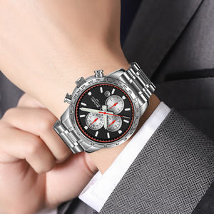 นาฬิกาข้อมือผู้ชายสไตล์สปอร์ตโครโนกราฟ แสดงวันที่ สายสแตนเลส หรูหรา กันน้ำ หน้าปัด 45 มม. รับผลิตแบบ OEM ตามสั่ง - Product Image 2