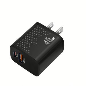 อะแดปเตอร์ชาร์จเร็ว 40W 20W PD รองรับ EU US 2 พอร์ต Type C USB สำหรับโทรศัพท์มือถือ ใช้ได้หลายรุ่น เหมาะสำหรับการเดินทาง - Product Image 1