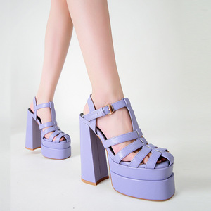 Nuovi Sandali Romani con Tacco Alto e Plateau da Donna, con Fibbia, <span class=keywords><strong>Neri</strong></span>, per Primavera ed Estate, Scarpe Eleganti - Product Image 2