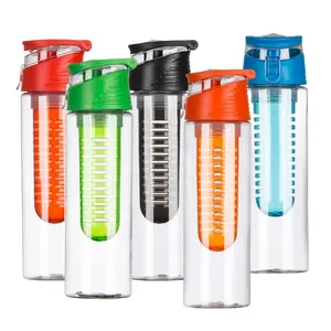 Bottiglie di acqua di plastica motivazionali della bottiglia di Sport della bicicletta libera di 700ml BPA per la vendita all'ingrosso con l'infusore della frutta