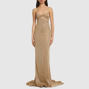 Nouvelle Robe Longue de Soirée Luxe Sexy Dos Nu en Jersey Métallisé, Modèle 2025, pour Femme, en Crochet, Sans Bretelles - Product Image 1