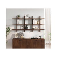 Étagère murale flottante en bois massif, finition noyer, lot de 2 de la même couleur