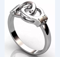 Anillo de Pareja Personalizado de Plata de Ley 925 con Baño de Rodio, Diseño de Esposas de Policía, para Fiestas y Aniversarios