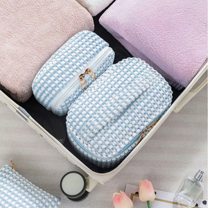 4pcs Large Capacity Easy Carry Makeup Bag Travel Corduroy Cotton Makeup Bag with Handle - Product Image 6