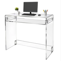 Bureau d'ordinateur en acrylique transparent - Bureau d'écriture moderne avec étagère de rangement pour le bureau à domicile