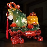 Ornement en résine en forme de coccinelle dorée, style chinois, semi-fait main, Feng Shui, porte-bonheur, décoration d'intérieur, cadeau pour salon/bureau d'accueil