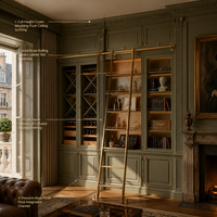Armoire à vin intégrée sur mesure, moderne, du sol au plafond, avec étagères et portes en verre