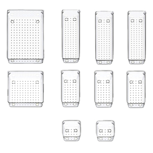 10 Piece Set Break Resistant Plastic Acrylic Drawer Organizers stackable drawer organizer Clear Storage Trays for Utensils