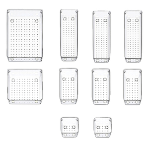 10 조각 세트 휴식 방지 플라스틱 아크릴 서랍 주최자 쌓을 서랍 주최자 지우기 스토리지 트레이