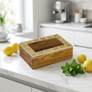 Boîte de rangement pour bijoux de mariage en PC, bois et résine, carrée, personnalisable, moderne, de luxe, écologique, étanche, gravée, pour usage individuel - Product Image 1