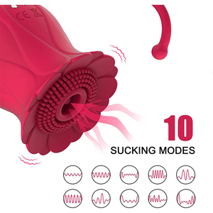 Vibratore a Suzione Orale AIERSHA per <span class=keywords><strong>YouTube</strong></span>, Giocattolo a Suzione per Clitoride e Capezzoli, Vibratore a Forma di Rosa Rossa - Product Image 4