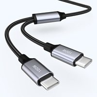 Câble de charge USB 2-en-2 100W 5A en nylon tressé Type C à charge rapide compatible avec iPhone 18 17 15 Samsung Galaxy A17 S21