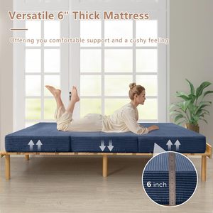 Colchón plegable de campamento portátil individual de pana, rollo de viaje, tienda de campaña plegable para estudiantes, colchón, sofá, futón, cama, colchón para dormir - Product Image 6