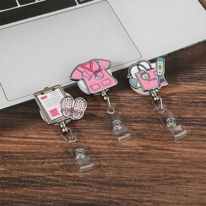 Insigne rotatif rétractable personnalisé pour infirmière Clip <span class=keywords><strong>d</strong></span>'identification médicale Accessoires en métal Plaques signalétiques pour travailleurs de la santé en métal - Product Image 3