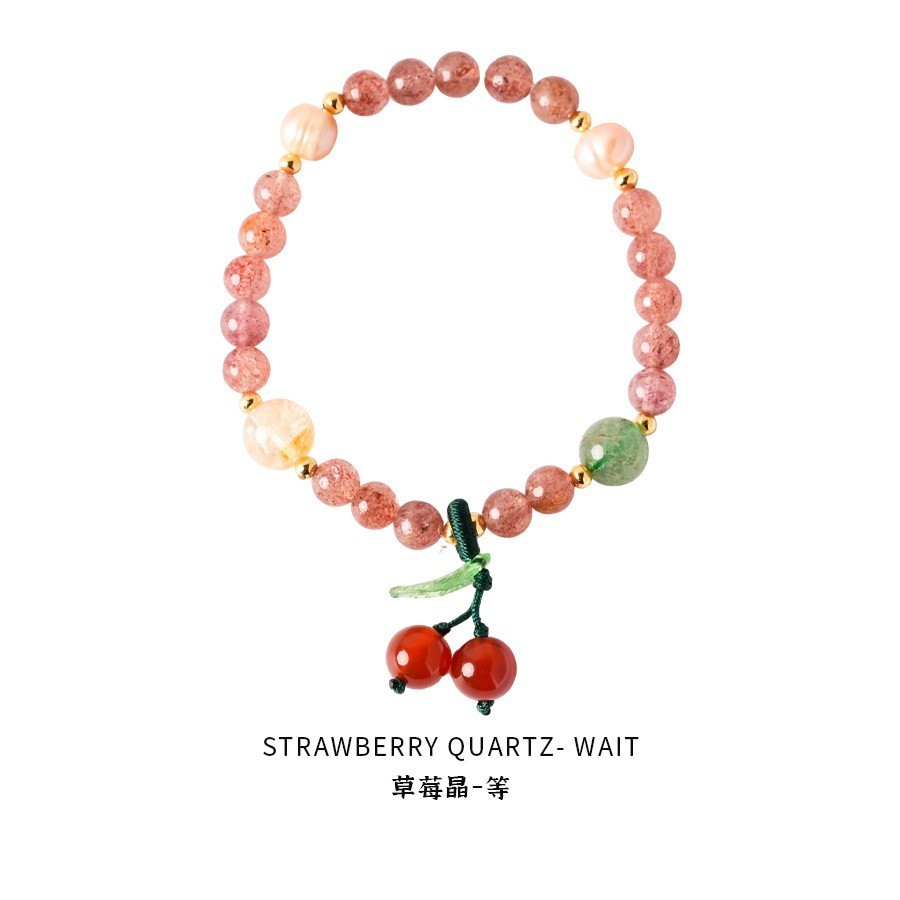 3 bracelets - cristal de fraise - perle d'eau douce