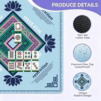 Tapis de Mahjong Tendance Nationale Fleur de Lotus, Tapis d'Échecs en Caoutchouc Épais Anti-Bruit, Tapis de Jeu de Poker Enroulable, Grand Tapis de Table