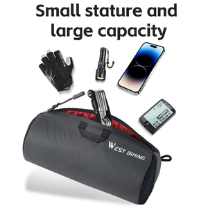 Sac de guidon de vélo WEST BIKING 1L rond avec sangle en caoutchouc pour VTT, sacoche de tube de vélo pour voyage en VTT - Product Image 4