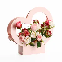 Hati Bentuk Lipat Kertas Tangan Bunga Kotak Kertas Keranjang Bunga