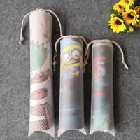 Sac de rangement à cordon en plastique dépoli long avec logo personnalisé, idéal pour bouteille d'eau, poster, parapluie, etc.