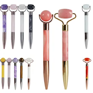 Promotional advertising gift ballpoint pen office learning stylus factory with custom logo resin roller massage pen facial tool