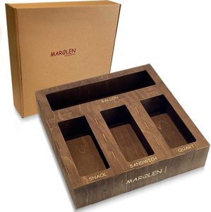 DS998 Wall Mount Food Storage Bag Organizer Holder Box Bamboo for Kitchen Drawer Ziplock Bag Storage Organizer
