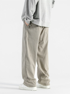 Pantalon décontracté vintage en mélange de coton épais pour homme, coupe ample, taille mi-haute, avec cordon de serrage, marque de mode - Product Image 6