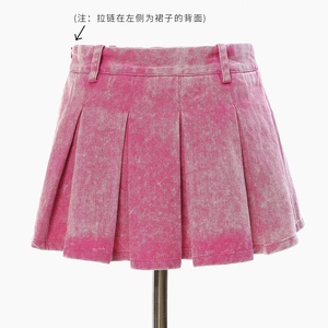 Minifalda de nuevo estilo Spice Girl, Falda corta plisada con agua de lavado de mezclilla a la moda para mujer, falda acampanada para mujer - Product Image 2