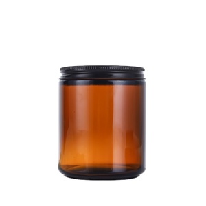 Frasco de Vidrio Ámbar Marrón Redondo Vintage de Lujo de 120 ml y 250 ml para Velas con Tapa Metálica - Product Image 1
