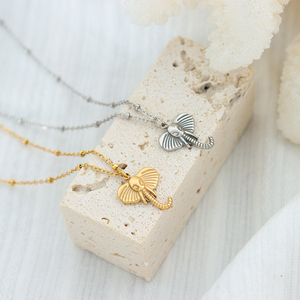 Wholesale New Fashion Fine Jewelry Ball Gold Plated <b>Chain</b> Stainless Steel <b>Initial</b> Elephant Pendant Necklace Women Party - Product Image 2