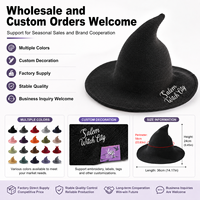 Sombrero de Bruja Personalizado para Mujer, de Acrílico Tejido, con Logotipo Bordado, para Disfraces, Cosplay y Venta al por Menor