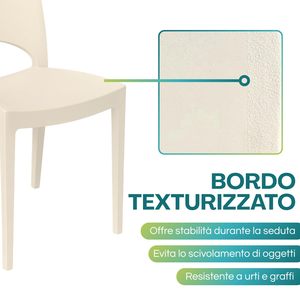 Sillas de jardín de polipropileno color marfil, 47x51x80 cm, juego de 2 sillas apilables para exterior - Product Image 3