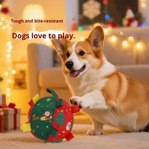 Schattig huisdier speelgoed bal hond Kerstmis buiten flanel/PP katoen polyester tandenknarsen bijtbestendig geluid gevuld training - Product Image 4
