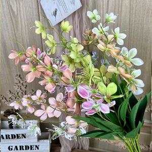 Flores Artificiales de Seda Mixta, Arreglo de Mesa con 9 Cabezas de Jazmín, Decoración para Bodas, Decoración del Hogar, Accesorios de Fotografía - Product Image 1