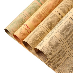 20 hojas por bolsa de papel Kraft <span class=keywords><strong>Vintage</strong></span> periódico inglés papel de regalo papel de embalaje de flores - Product Image 6
